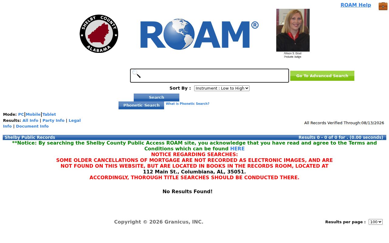 Shelby County residents directory ROAM deed index search