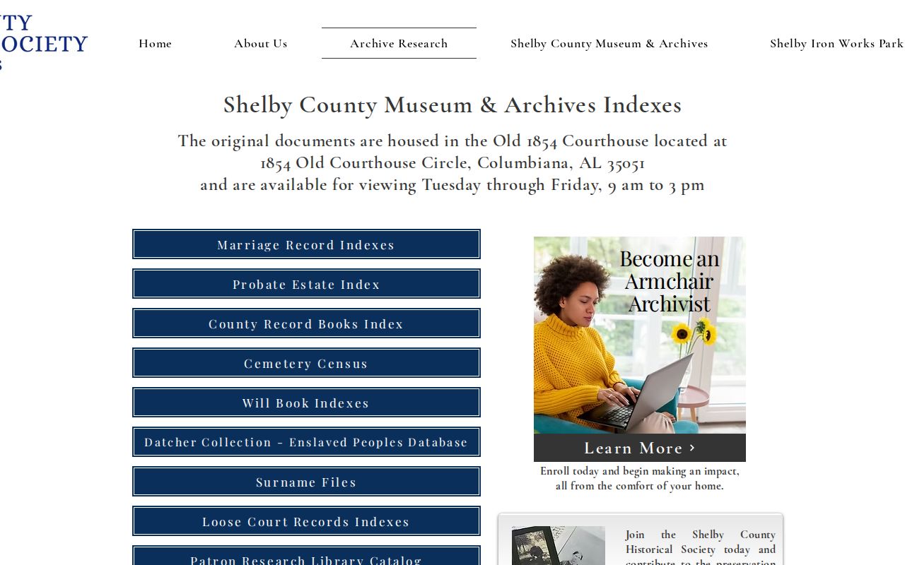 Shelby County residents directory Museum and Archives indexes